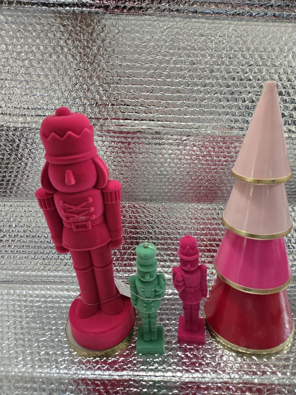 Pink Velvet Nutcracker Figurine Set - Chritmas Decore